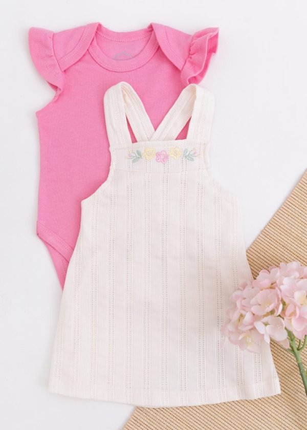 Conjunto Iaze Body Rosa com Salopete Floral