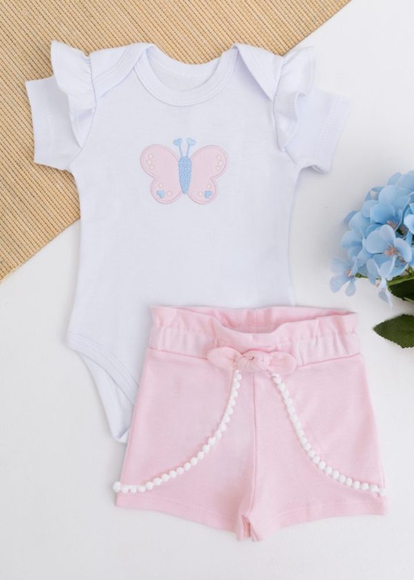 Conjunto Iaze Body Butterfly com Short Rosa