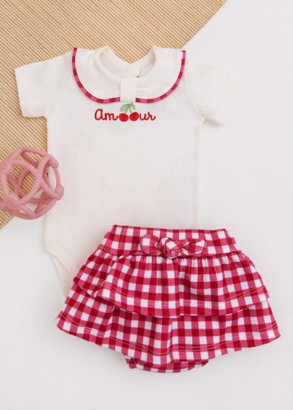 Conjunto Iaze com Body e Tapa Fralda Cerejinha