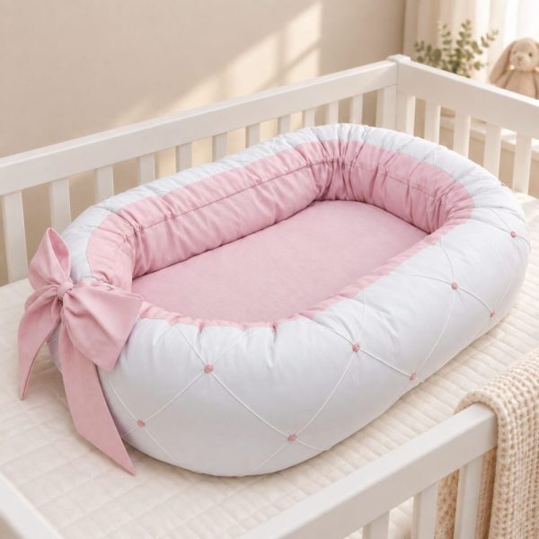 Ninho para Bebê Redutor de Berço Paris - Branco com Rosa