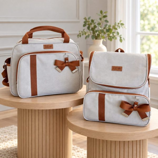 Kit Com Bolsa e Mochila Maternidade Venezza Caramelo