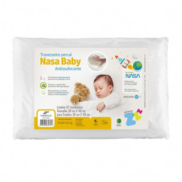 Travesseiro Percal Nasa Baby Antissufocante +6m - Fibrasca