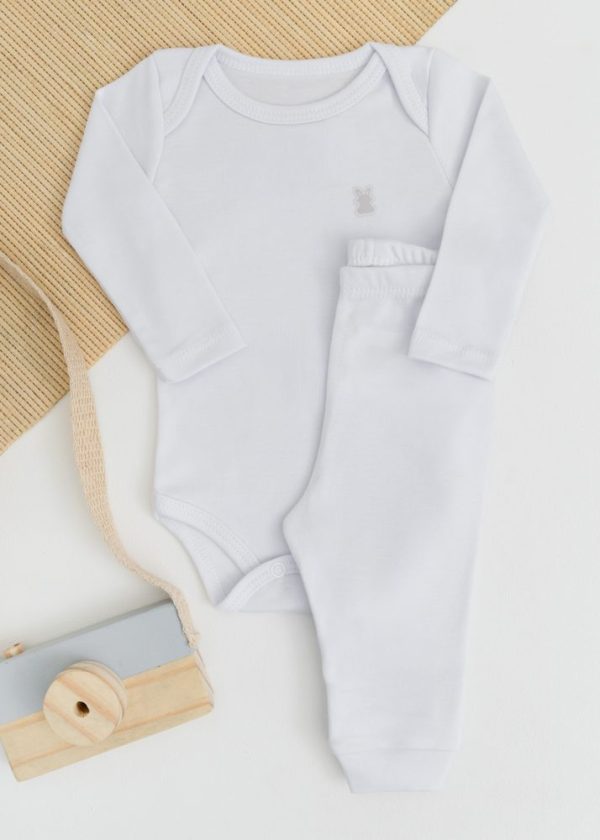 Conjunto Timeless Kiko com Body Longo e Calça em Suedine - Branco