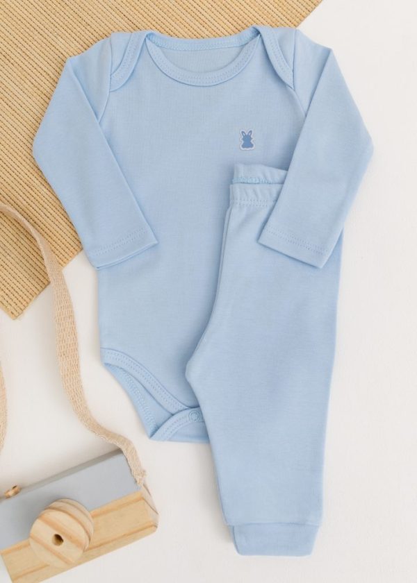 Conjunto Timeless Kiko com Body Longo e Calça em Suedine - Azul