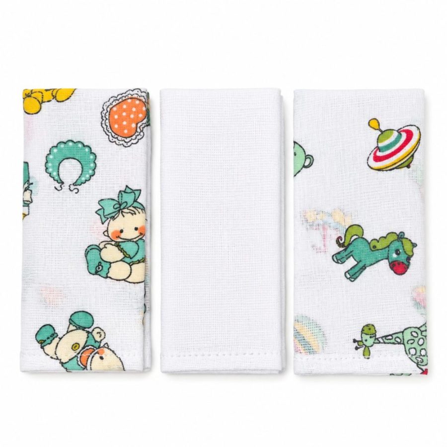 Fralda de Boca Bebê Estampada e Lisa 32x28cm - Menino