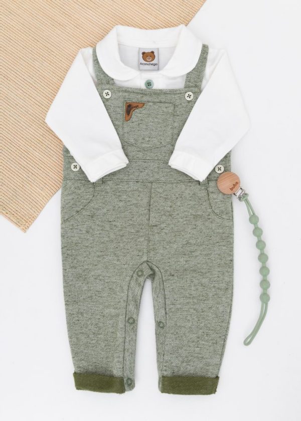 Conjunto Jardineira Bebê Aconchego Verde