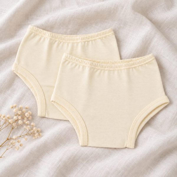 Kit 2 Calcinhas Tapa Fralda Bebê Lisa em Algodão - Amarelo Manteiga