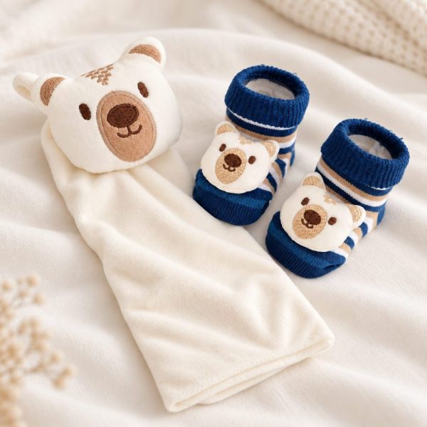 Kit Bebê Naninha e Meia RN Everly Urso Marinho