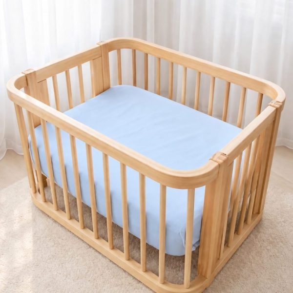 Lençol Para Mini Berço 100% Algodão com Elástico Azul